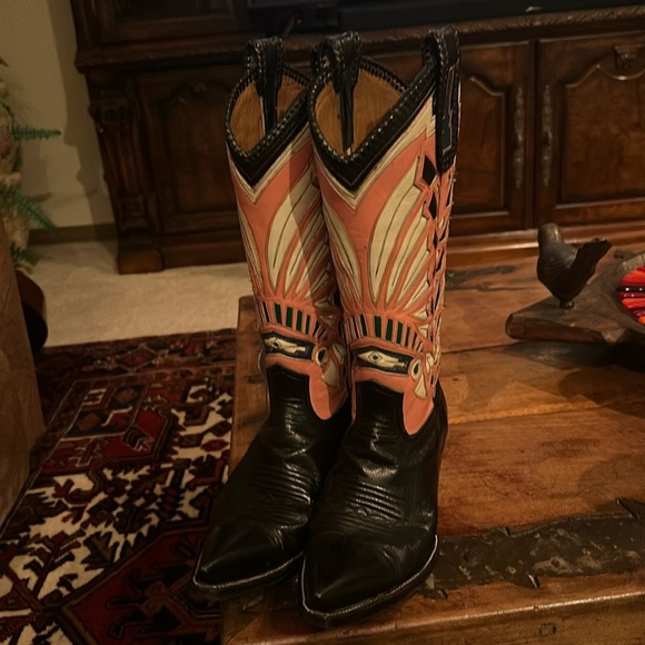 Vintage 80s Rocketbuster Cowboy Western Boots Custom Size 7.5 - Picture 1 of 5